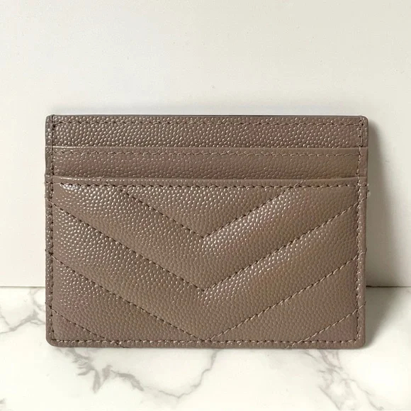 ❌SOLD❌ Saint Laurent YSL Card Holder Dusty Beige Grain de Poudre - Picture 3 of 16